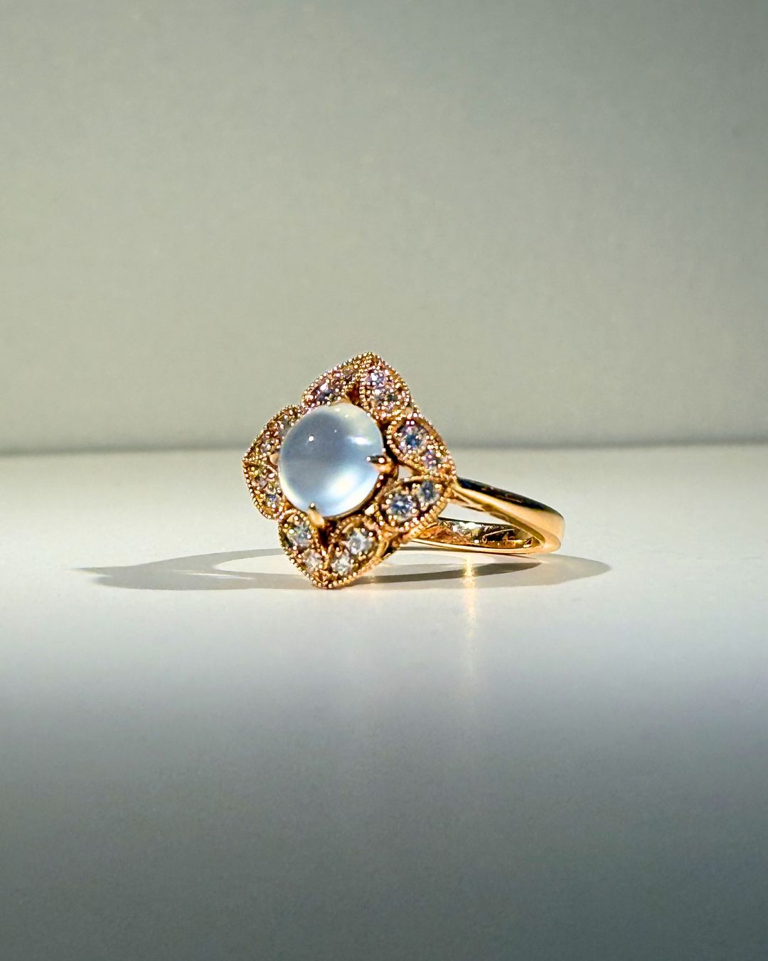 Indrani Ring with Icy Jadeite