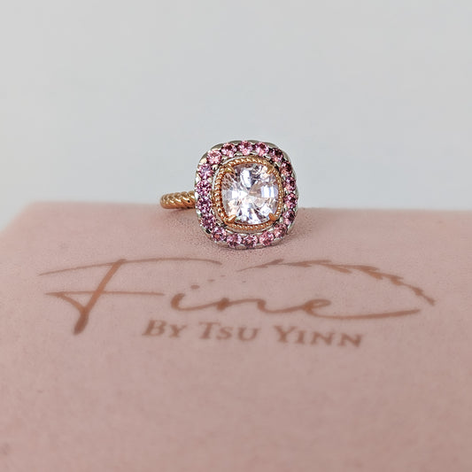 Rebecca Ring with White Spinel and Pink Spinel