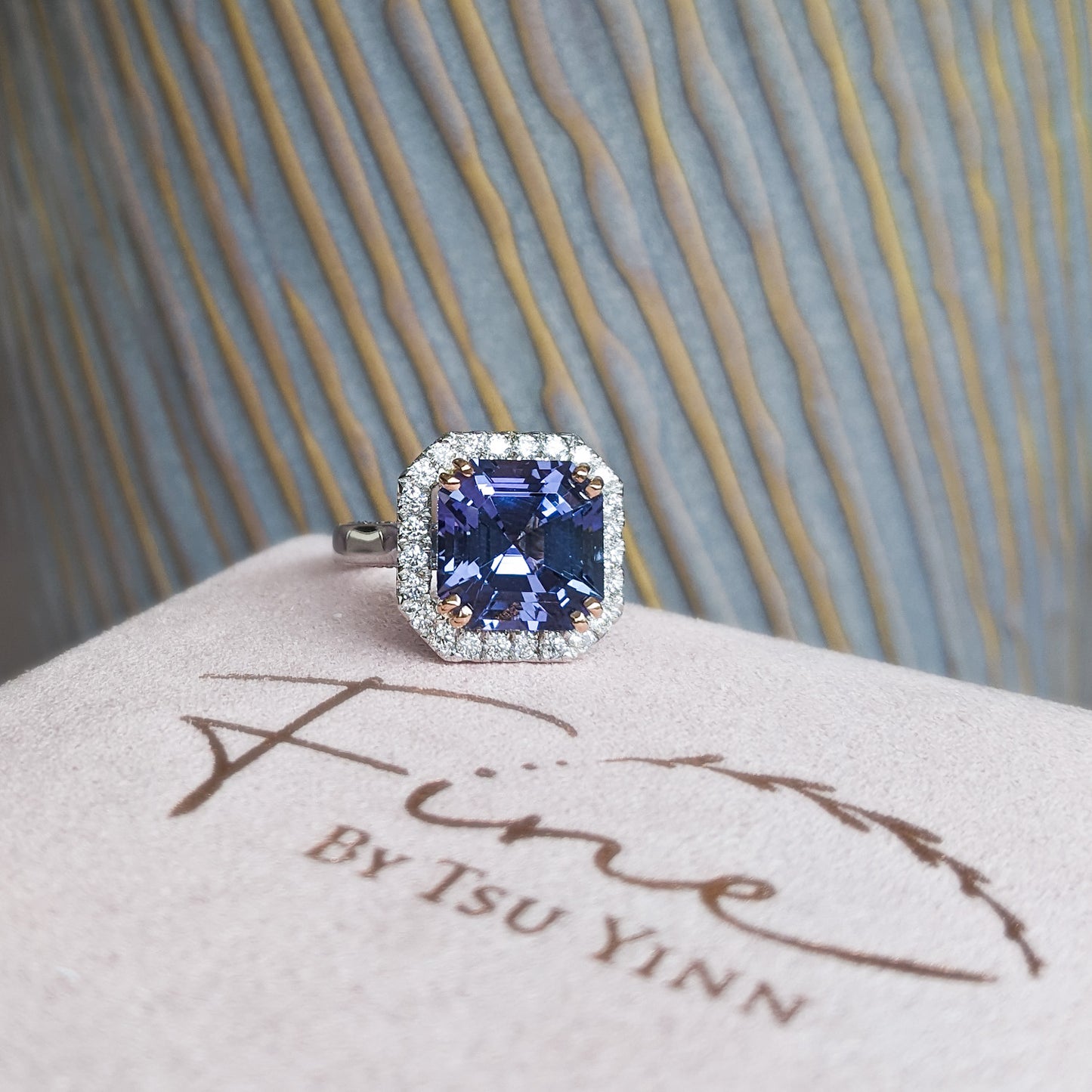 WG Asscher Tanzanite with Diamond Halo