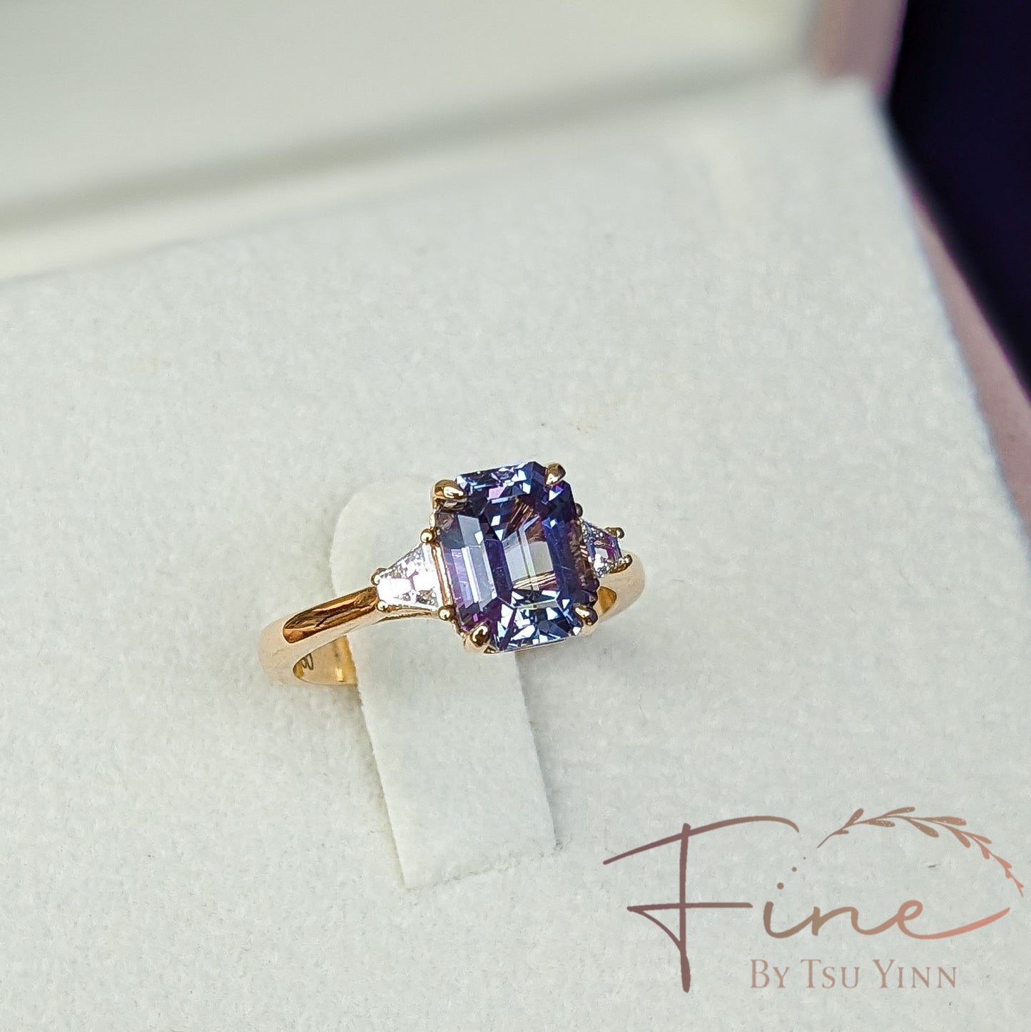 RG Tanzanite Ring with Trapezoid White Diamonds