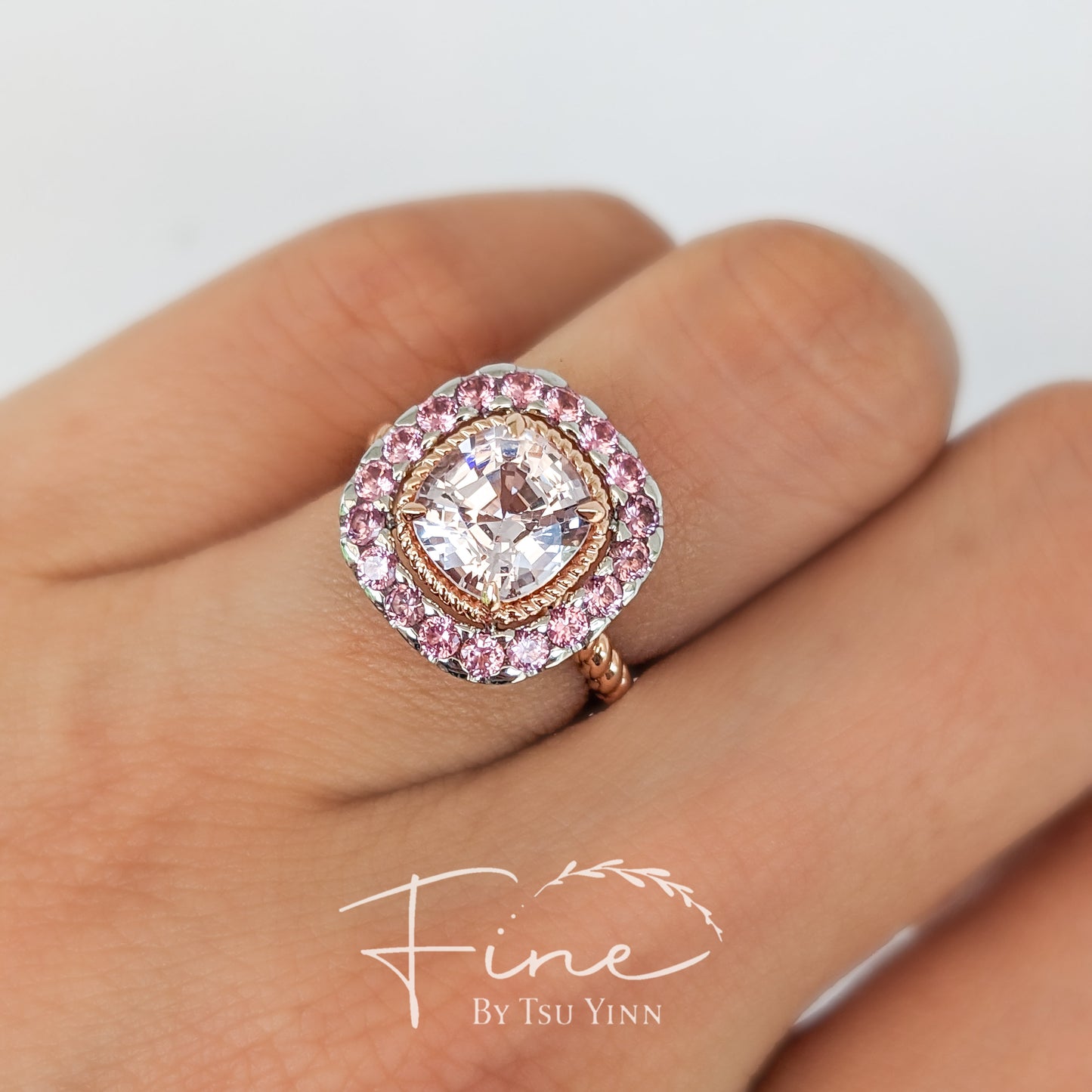 Rebecca Ring with White Spinel and Pink Spinel