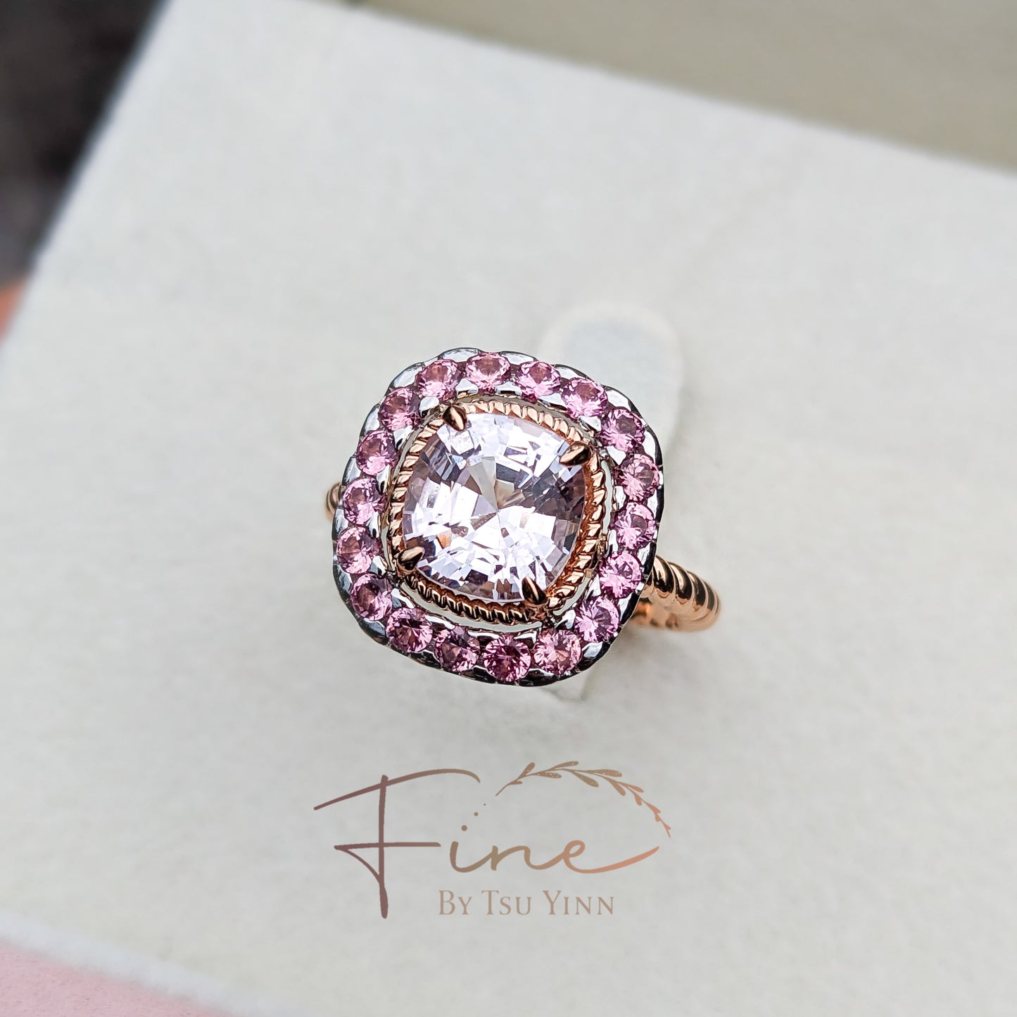 Rebecca Ring with White Spinel and Pink Spinel