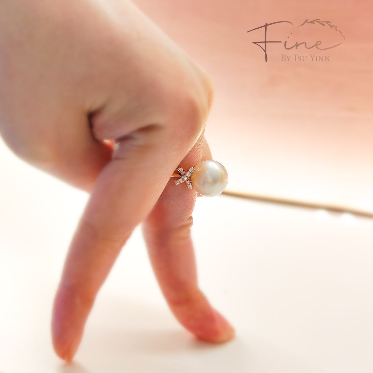 South Sea Pearl Ring with 2 Pavé Crosses