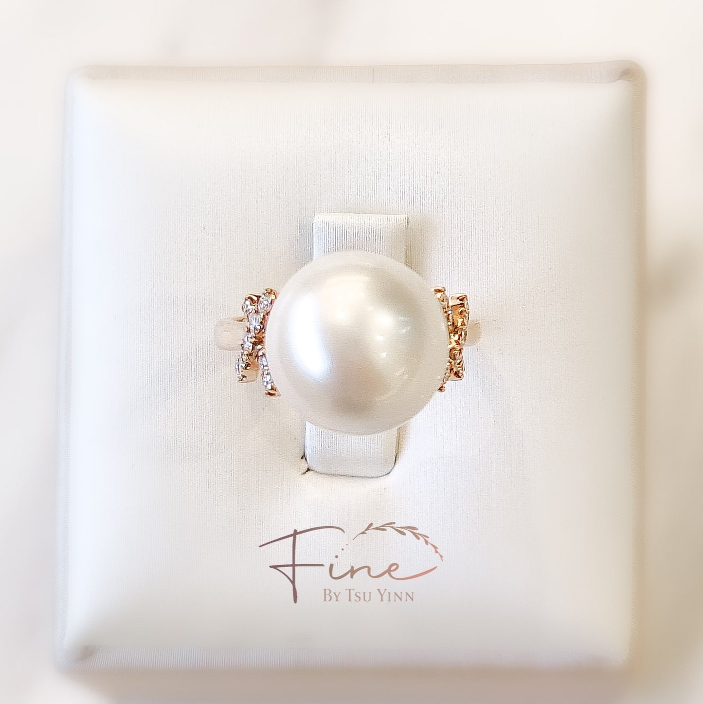 South Sea Pearl Ring with 2 Pavé Crosses