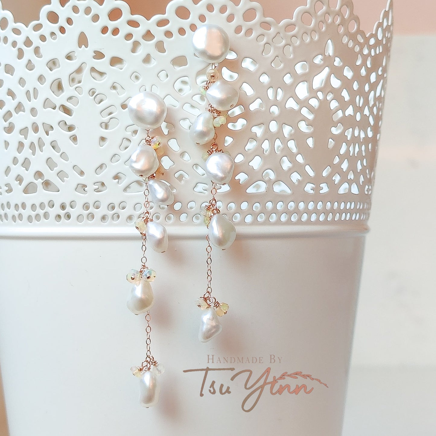 Multiwear Keshi Pearl Baubles Earrings Opal in RG