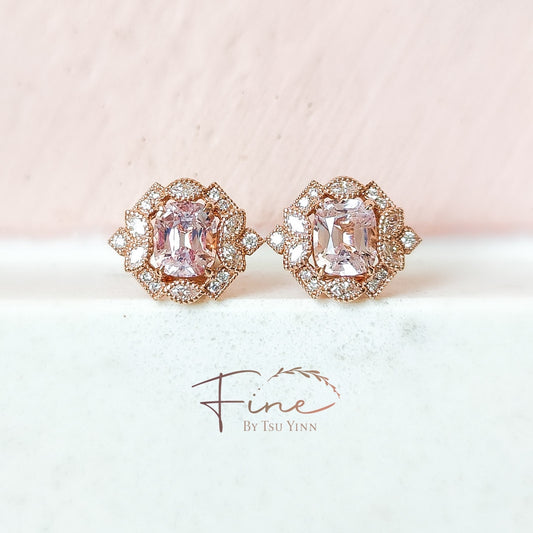 RG Camille Halo Light Pink Spinel Earrings