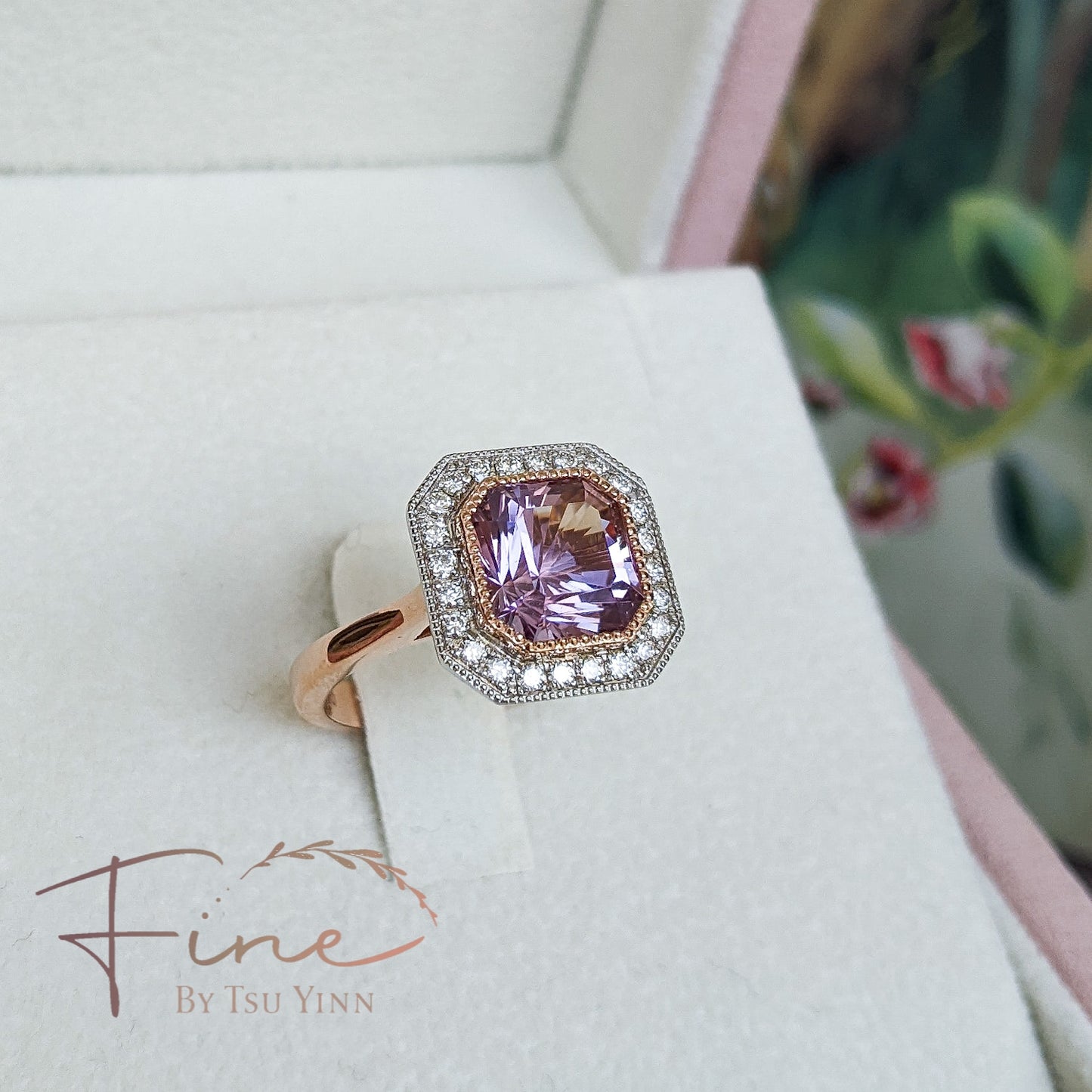 RG WG Ametrine Audrey Halo Ring