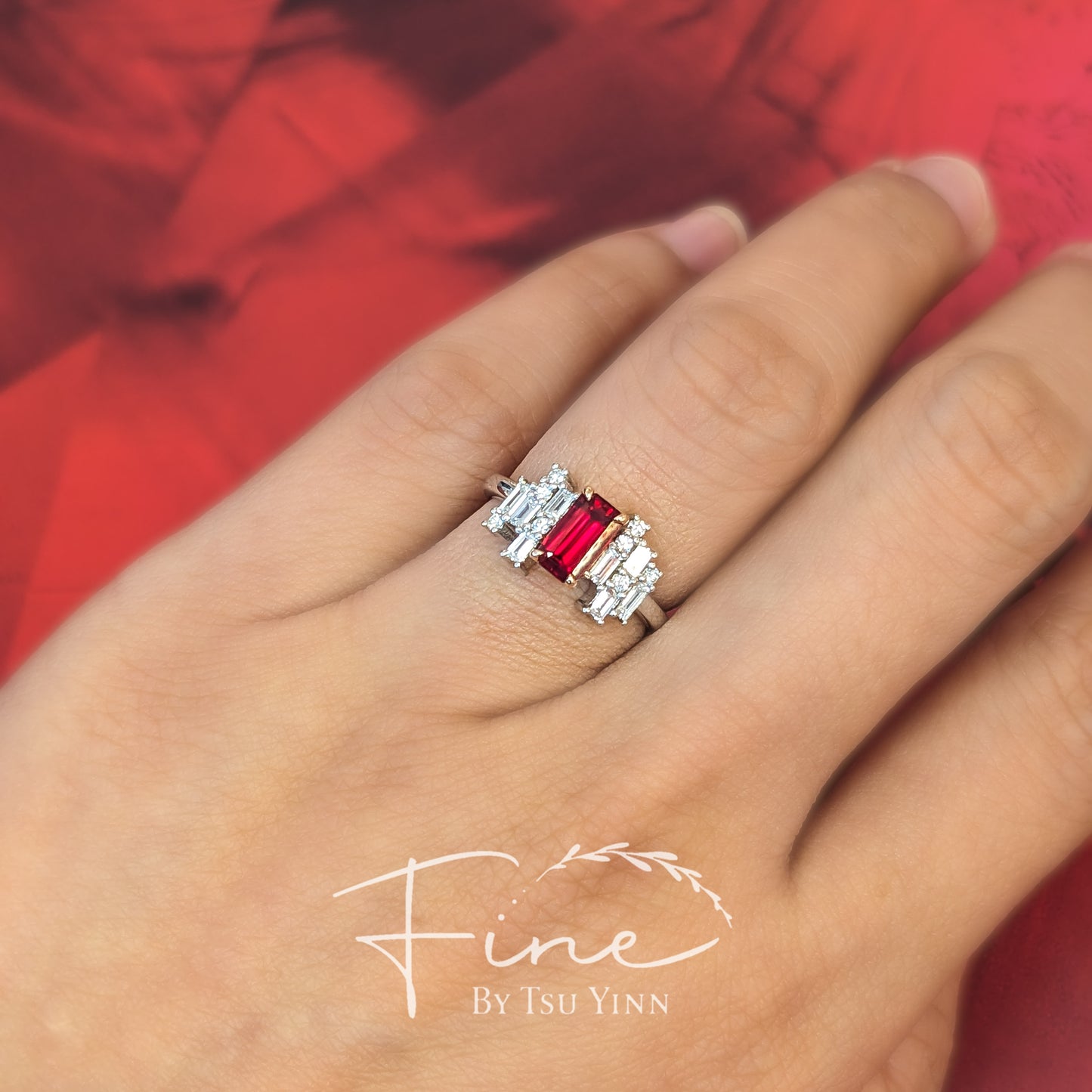 WG RG Ruby and Diamond Ring