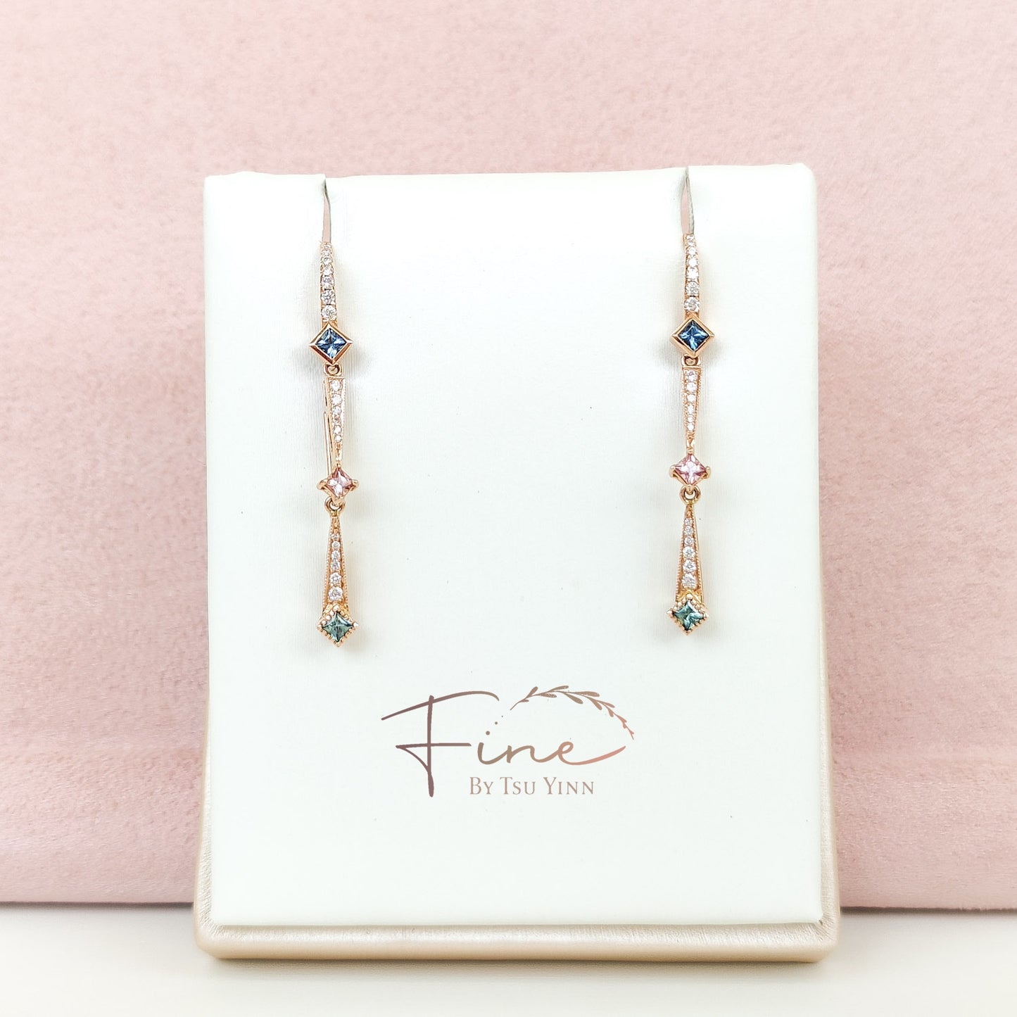 RG Morganite Detachable Long Drop Earrings