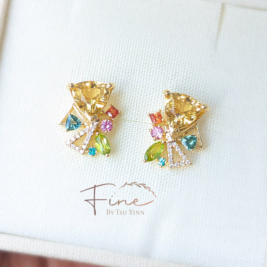 FBTY Danielle Earrings in Yellow Citrines