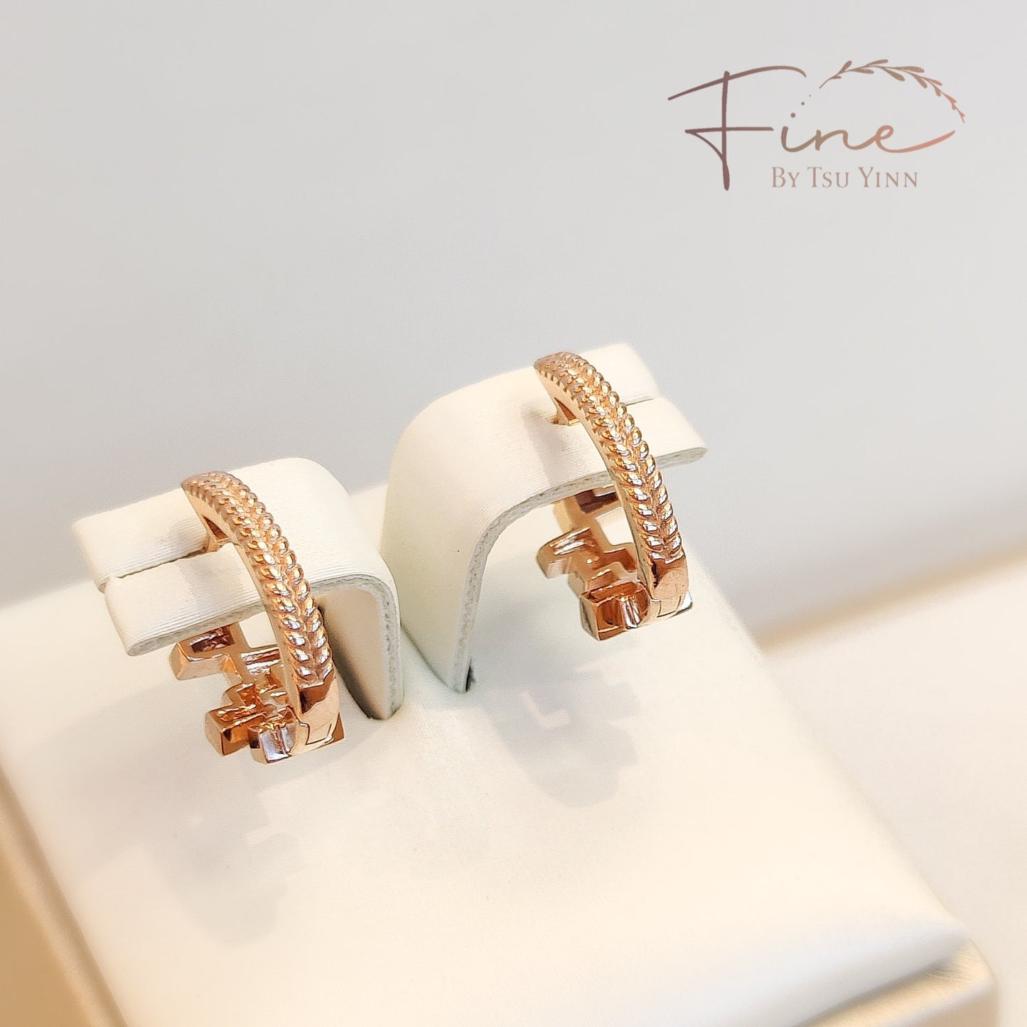 Leigh Double-Sided Huggies in Rose Gold