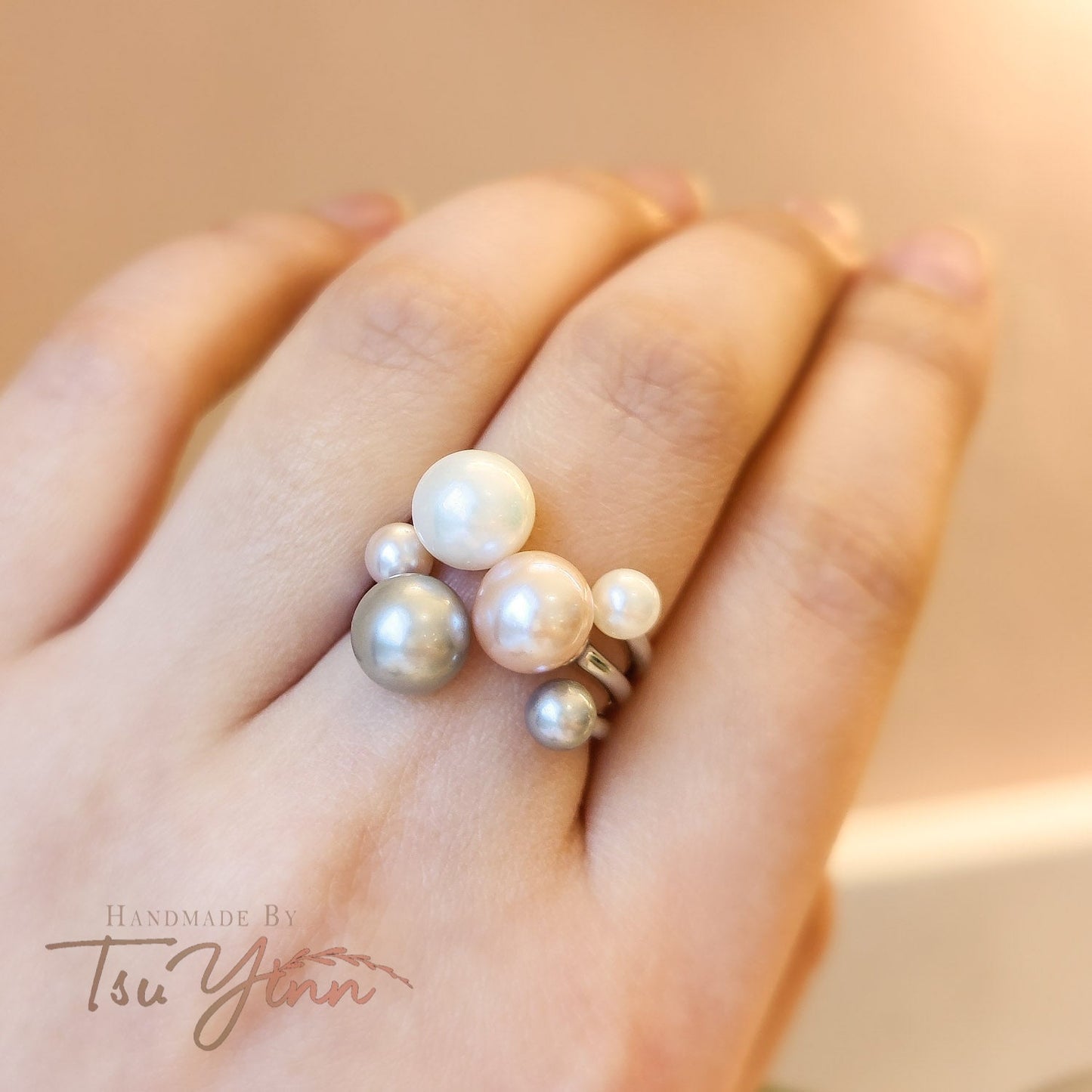 Pearl Baubles Open Ring (Pink)