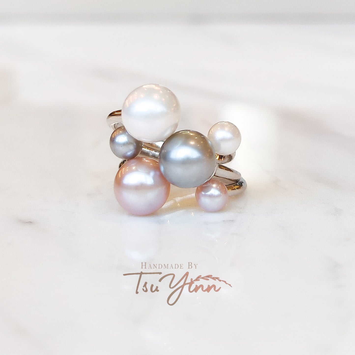 Pearl Baubles Open Ring (Grey)