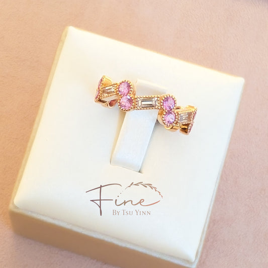 White and Pink Sapphires Eternity Band