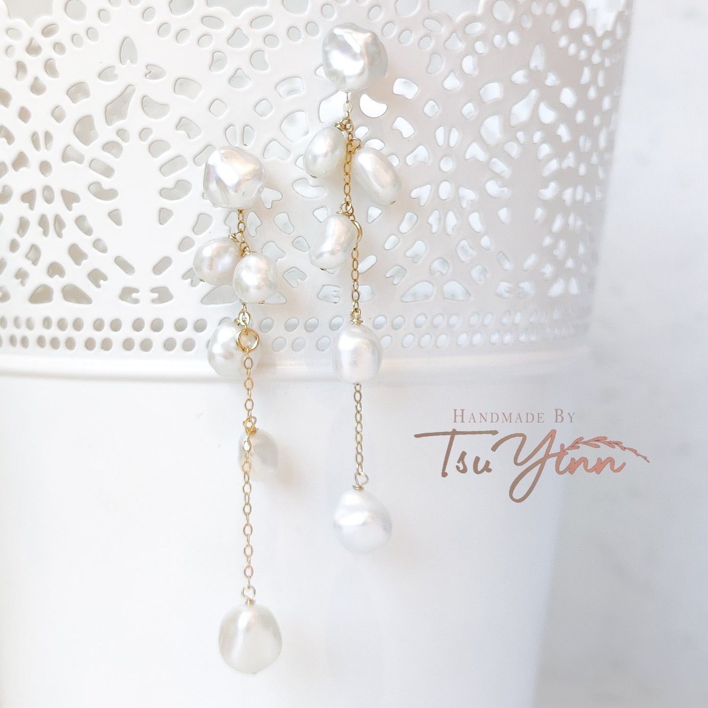 Multiwear Keshi Pearl Baubles Earrings Plain in YG (A)