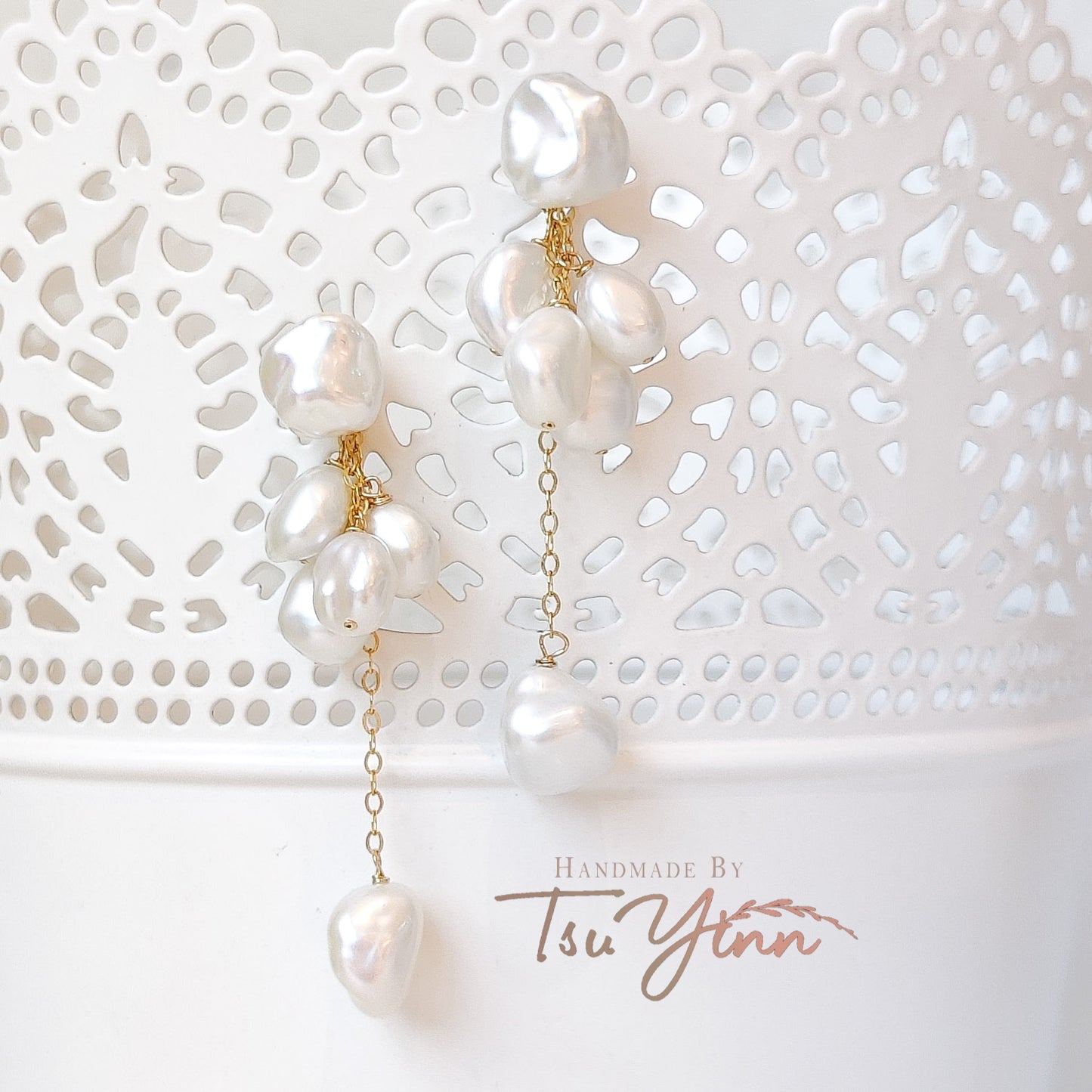 Multiwear Keshi Pearl Baubles Earrings Plain in YG (A)