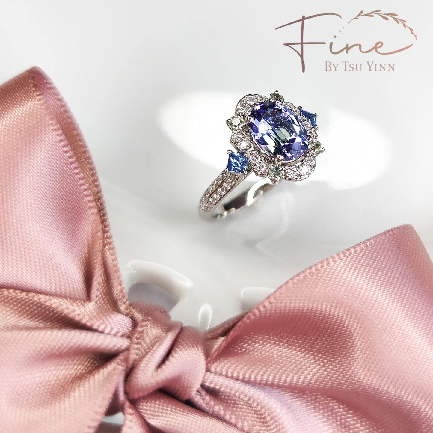 FBTY Kyra Ring in Tanzanite, Green Sapphires, Blue Sapphires and Diamonds