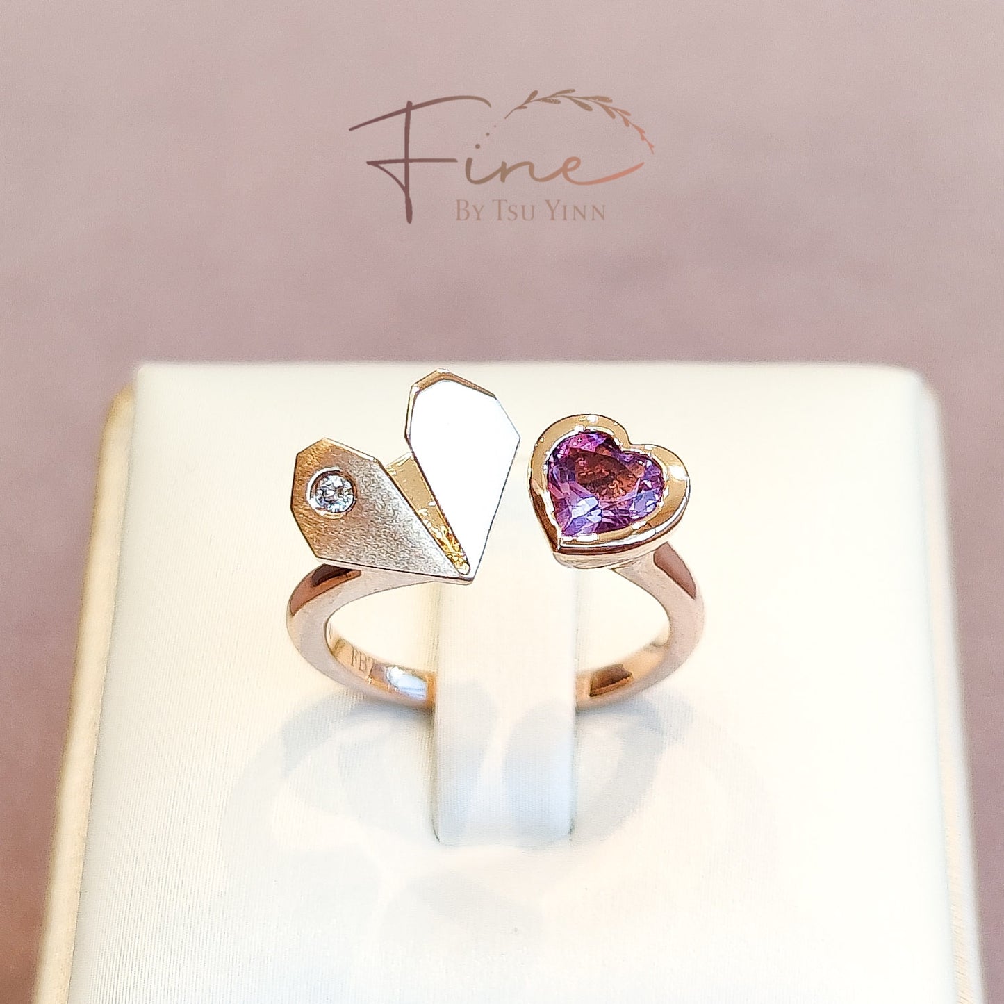 FBTY Origami Heart Ring in Amethyst