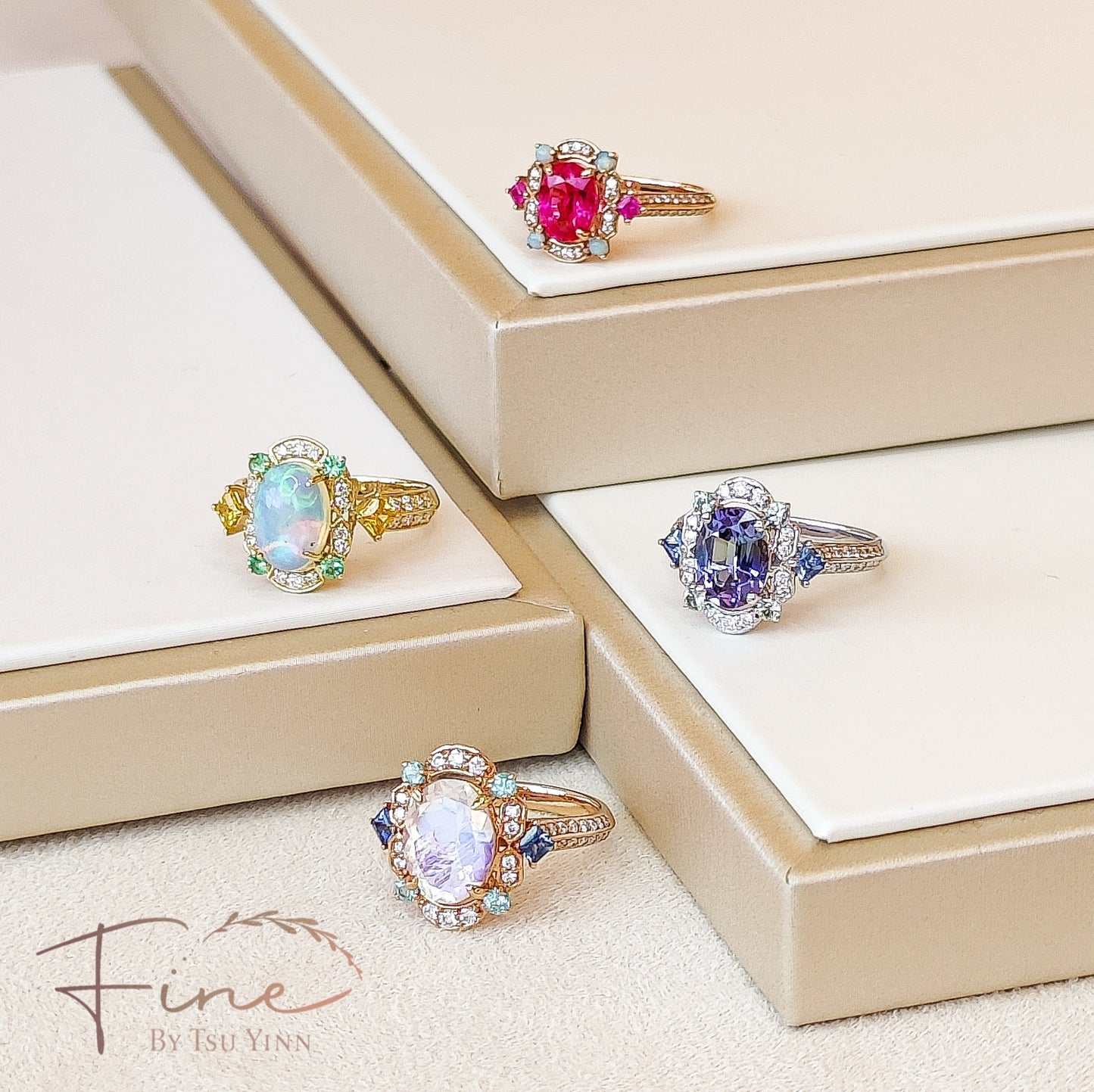 FBTY Kyra Ring in Tanzanite, Green Sapphires, Blue Sapphires and Diamonds