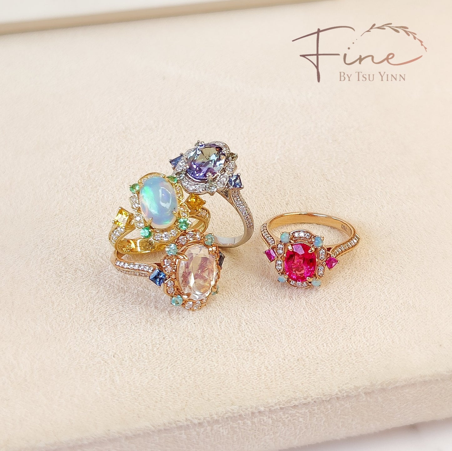 FBTY Kyra Ring in Tanzanite, Green Sapphires, Blue Sapphires and Diamonds