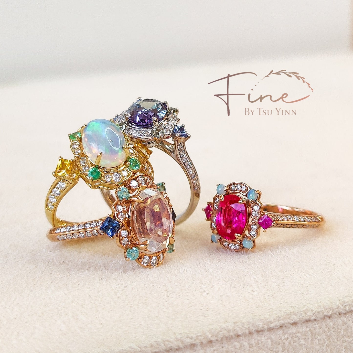 FBTY Kyra Ring in Tanzanite, Green Sapphires, Blue Sapphires and Diamonds