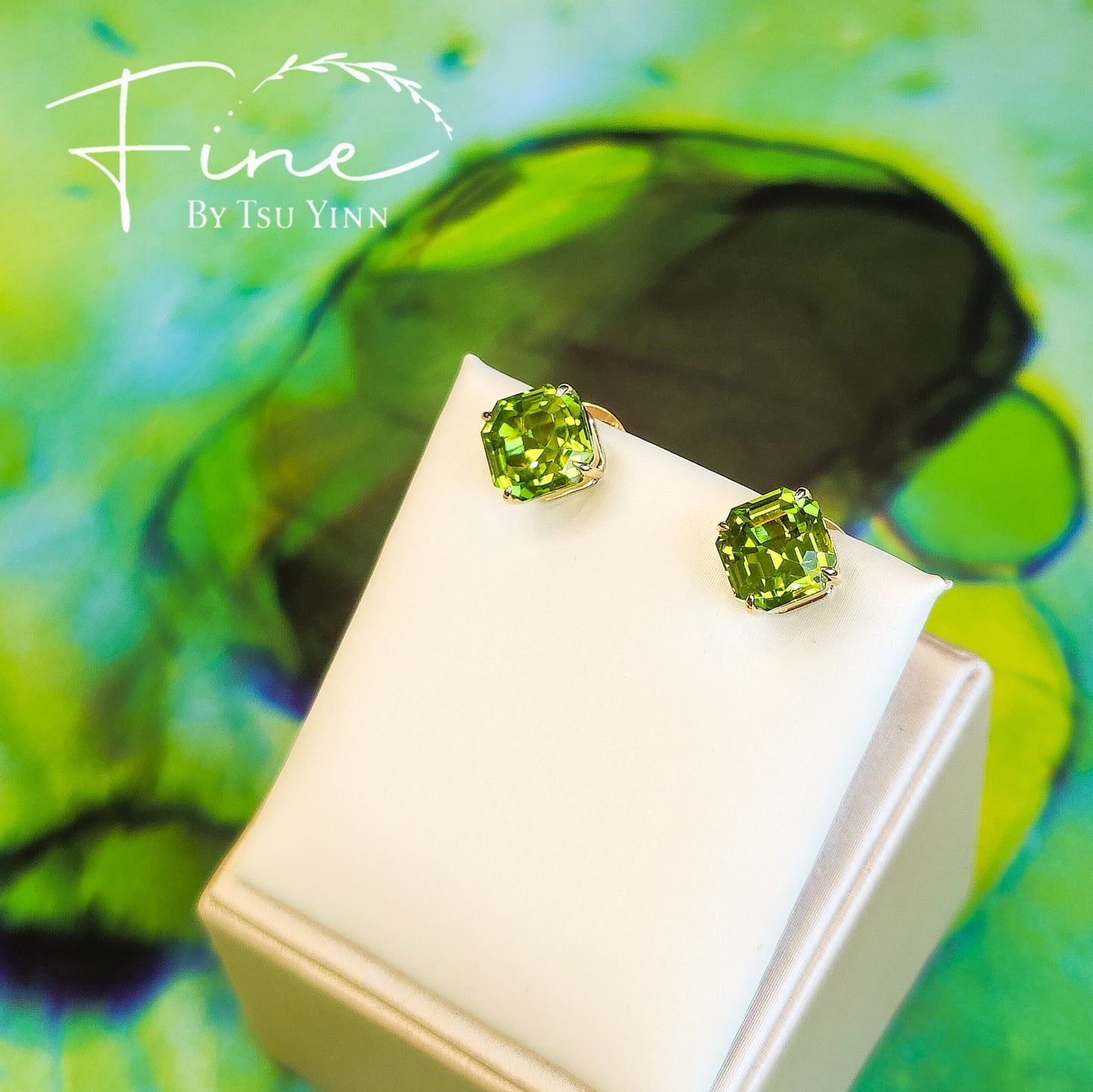 FBTY Swivel Earrings with Peridot, Green Sapphires, Yellow Sapphires, Yellow Diamonds, Paraiba Tourmalines and White Diamonds