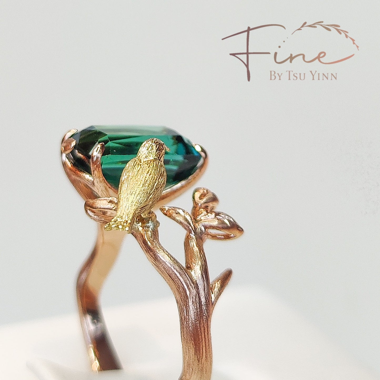 FBTY Sunbird Ring with Bluish-Green Tourmaline