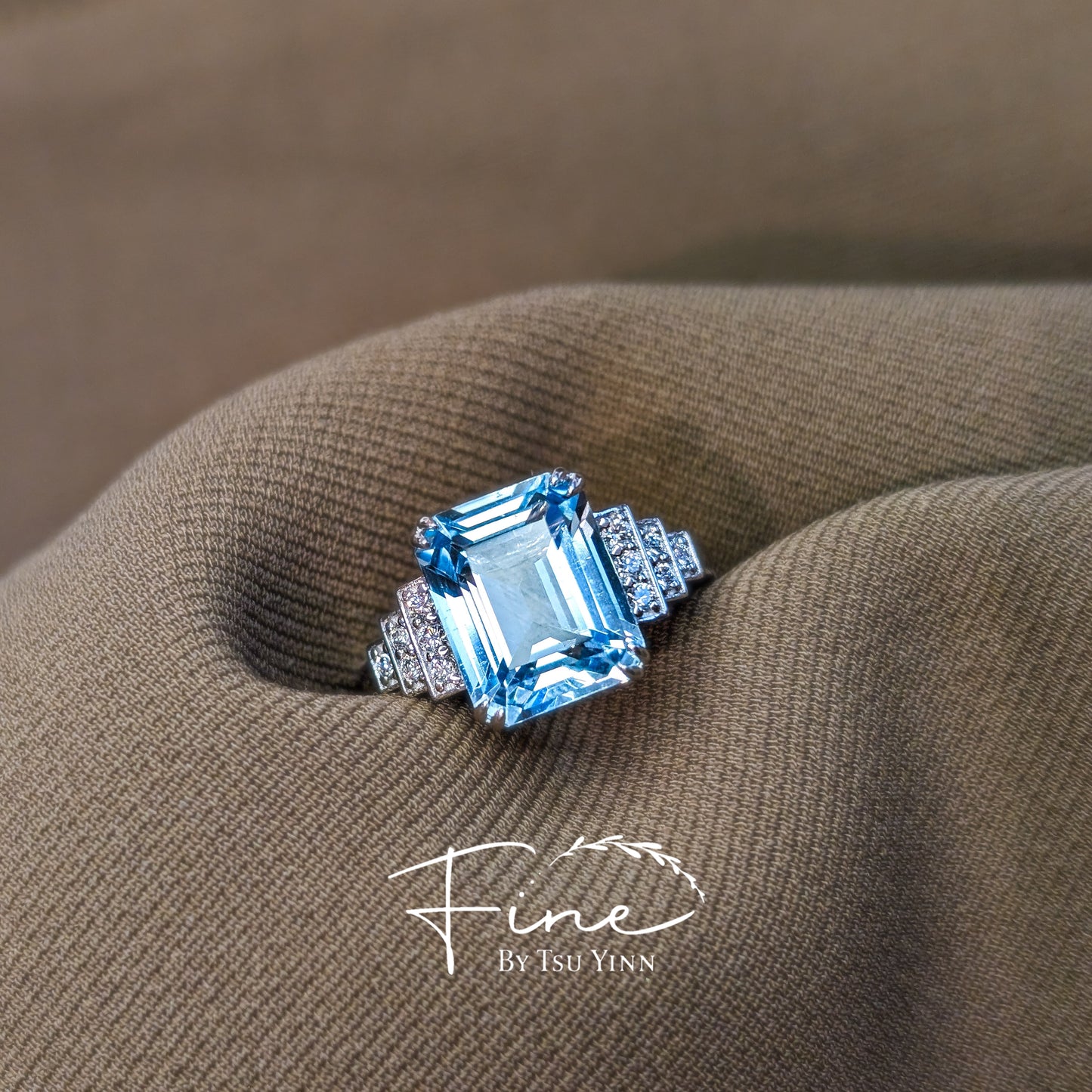 Aquamarine Ring with Diamonds