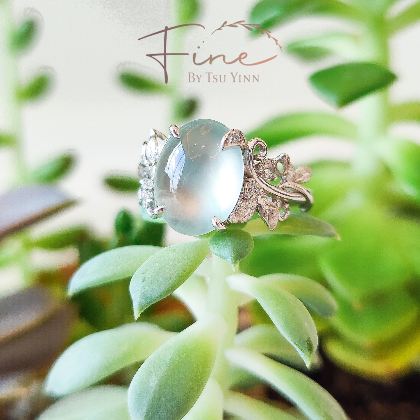 FBTY Flora Ring with Icy Jadeite