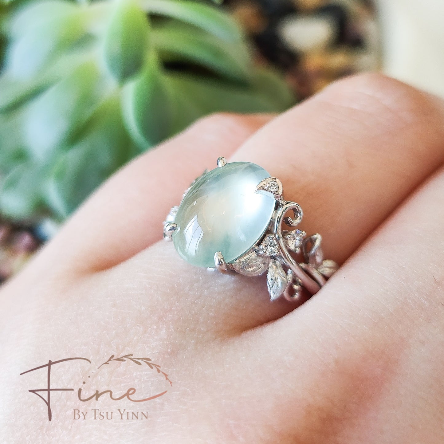 FBTY Flora Ring with Icy Jadeite