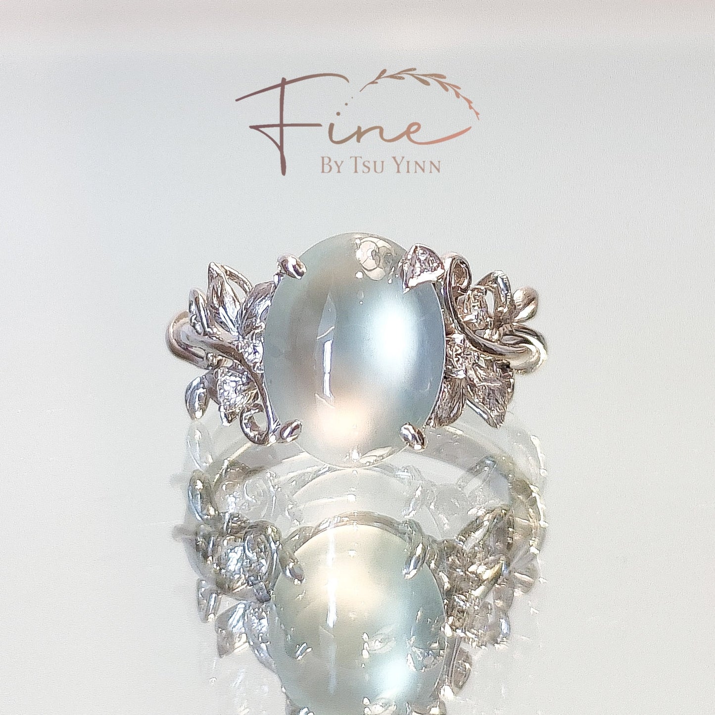 FBTY Flora Ring with Icy Jadeite