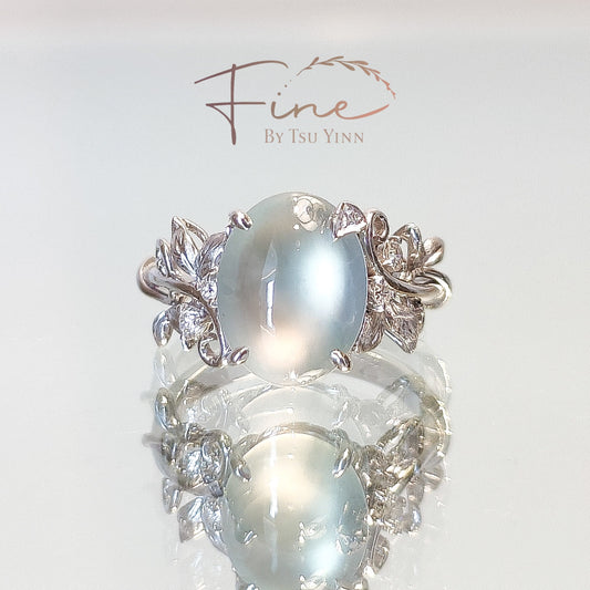 FBTY Flora Ring with Icy Jadeite