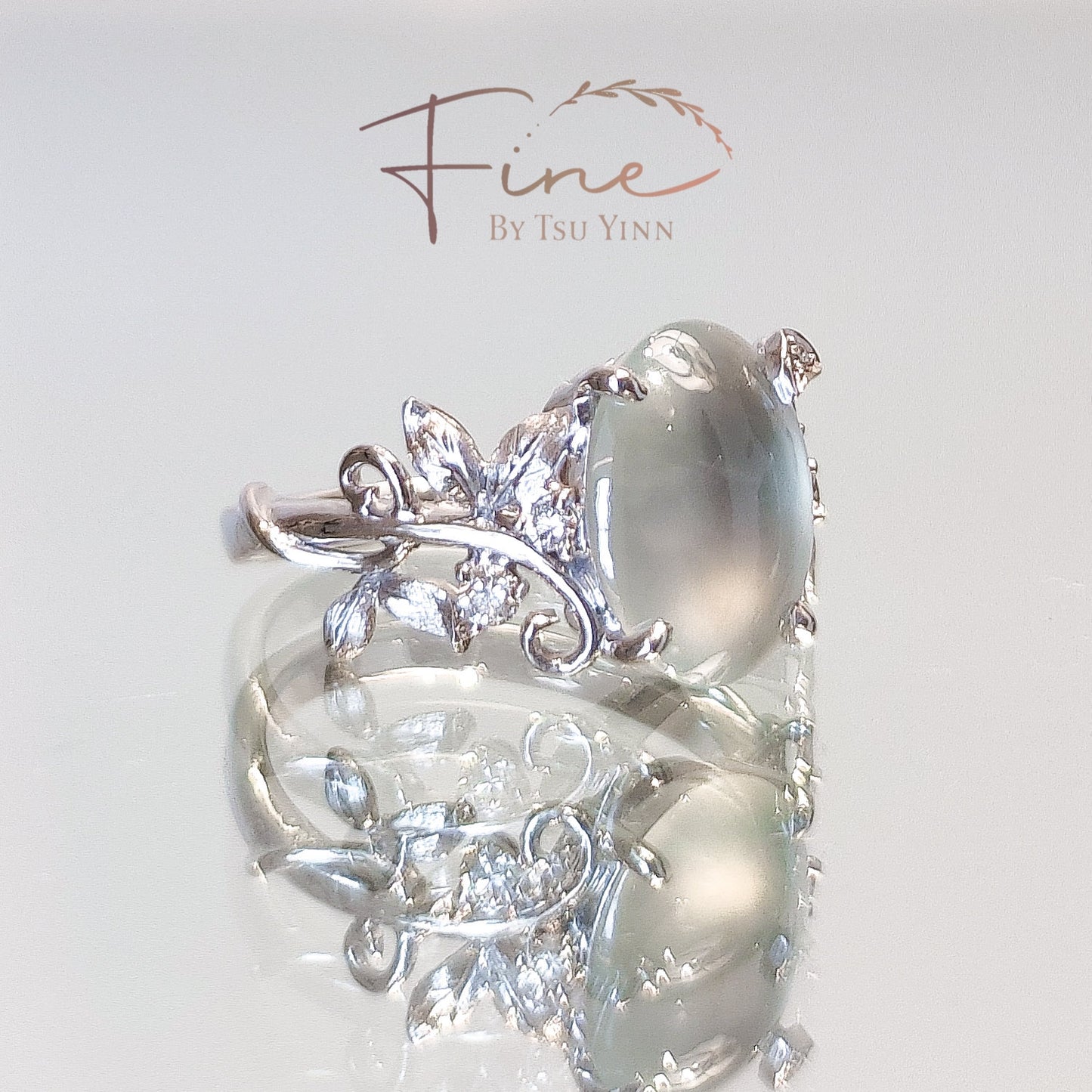 FBTY Flora Ring with Icy Jadeite