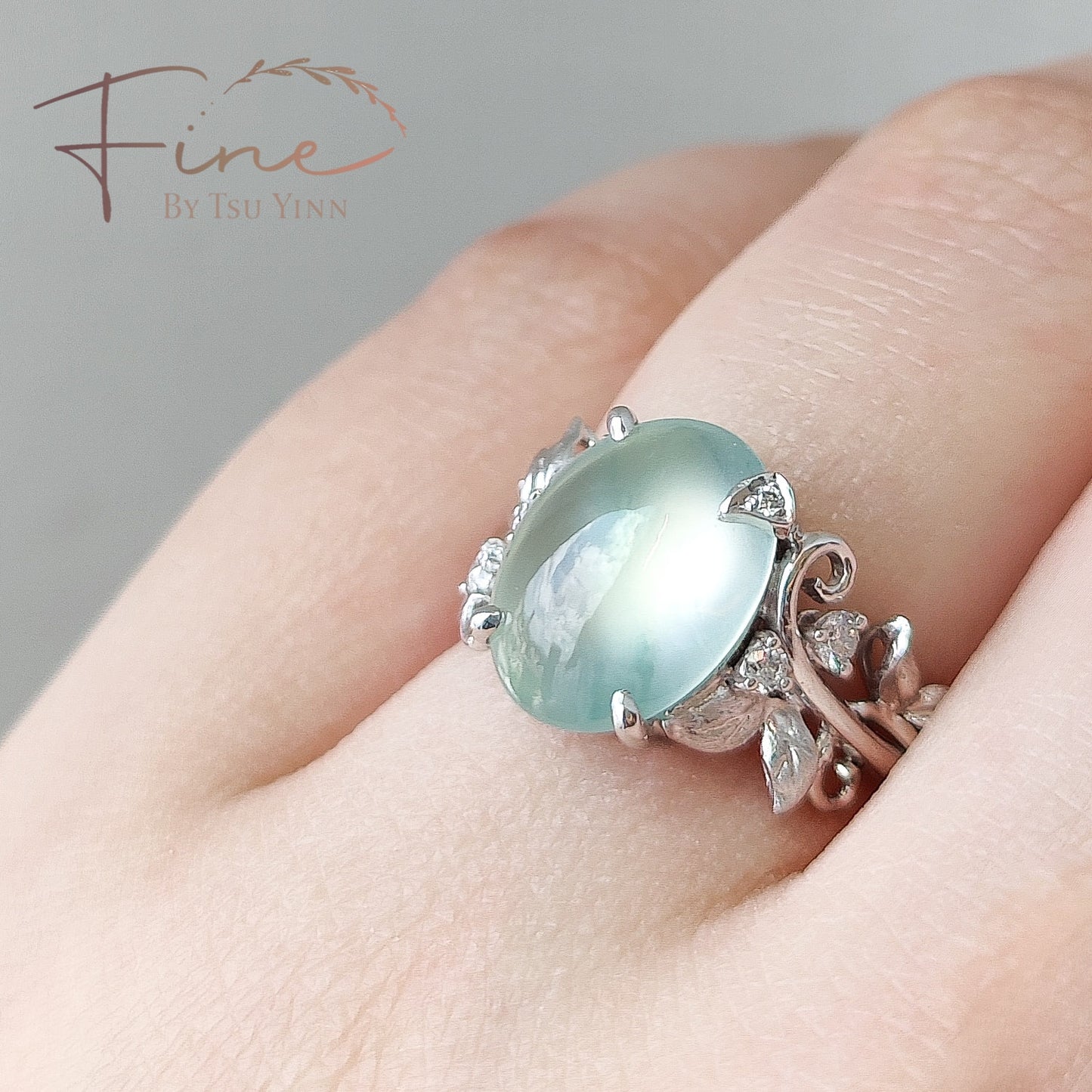 FBTY Flora Ring with Icy Jadeite