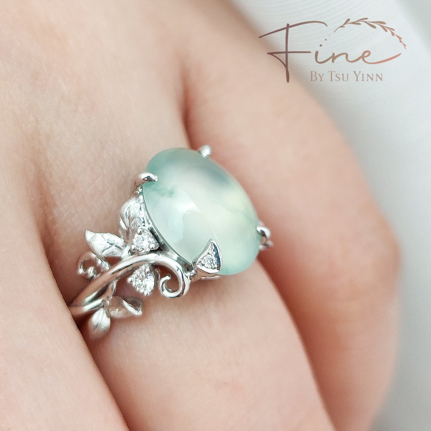 FBTY Flora Ring with Icy Jadeite