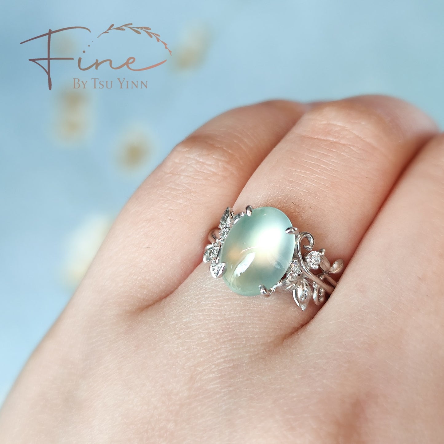 FBTY Flora Ring with Icy Jadeite