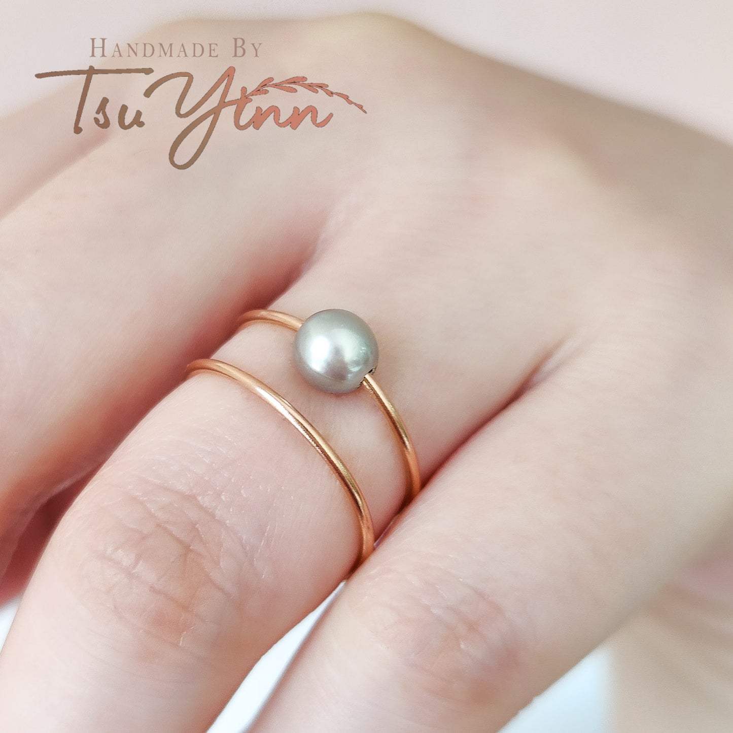 Grey Triple Freshwater Pearl Spiral Ring