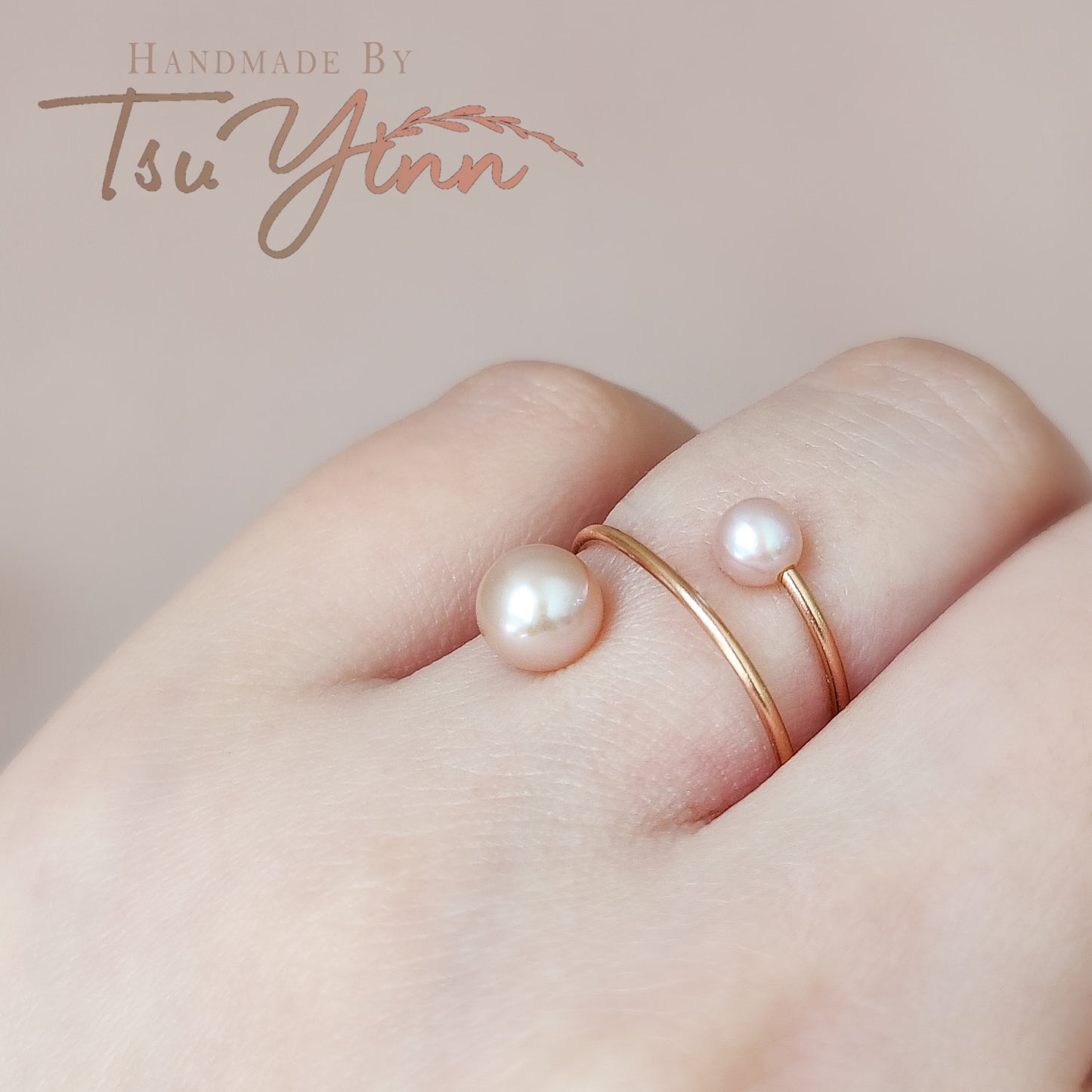 Pink Triple Freshwater Pearl Spiral Ring