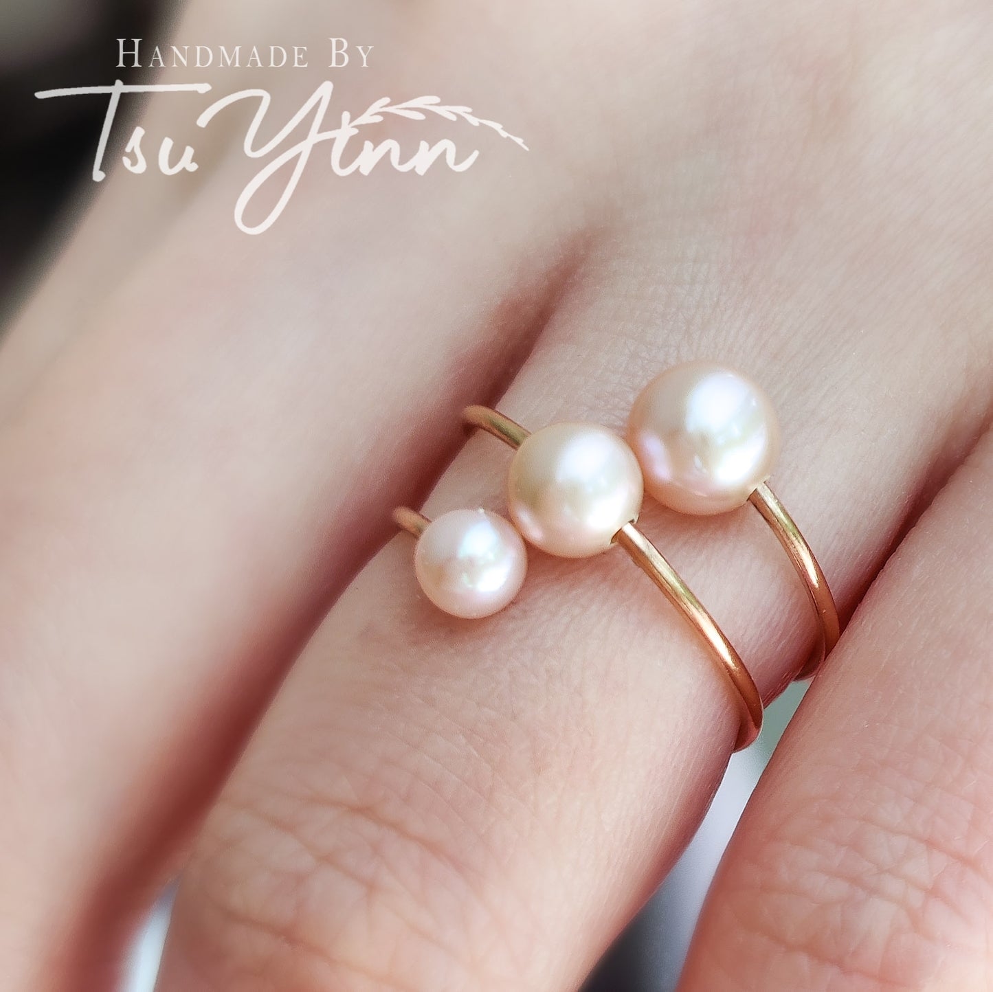 Pink Triple Freshwater Pearl Spiral Ring