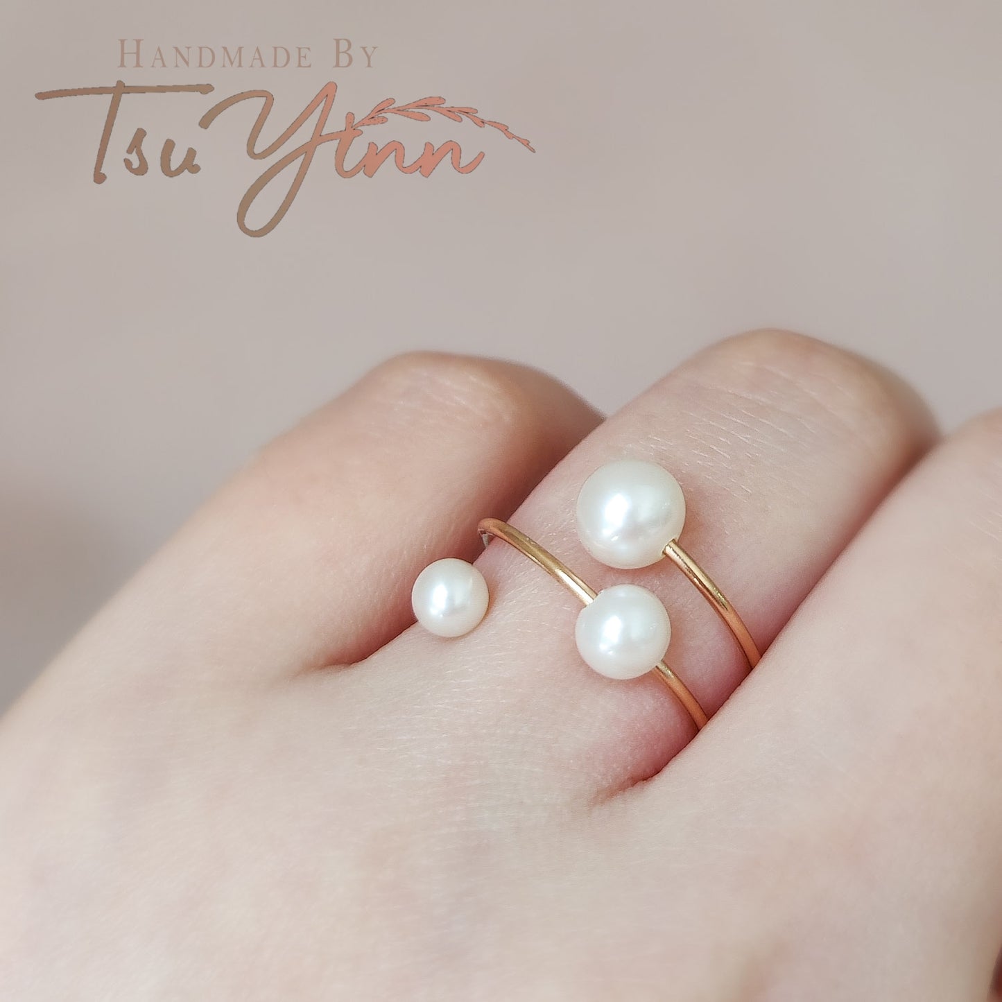 White Triple Freshwater Pearl Spiral Ring