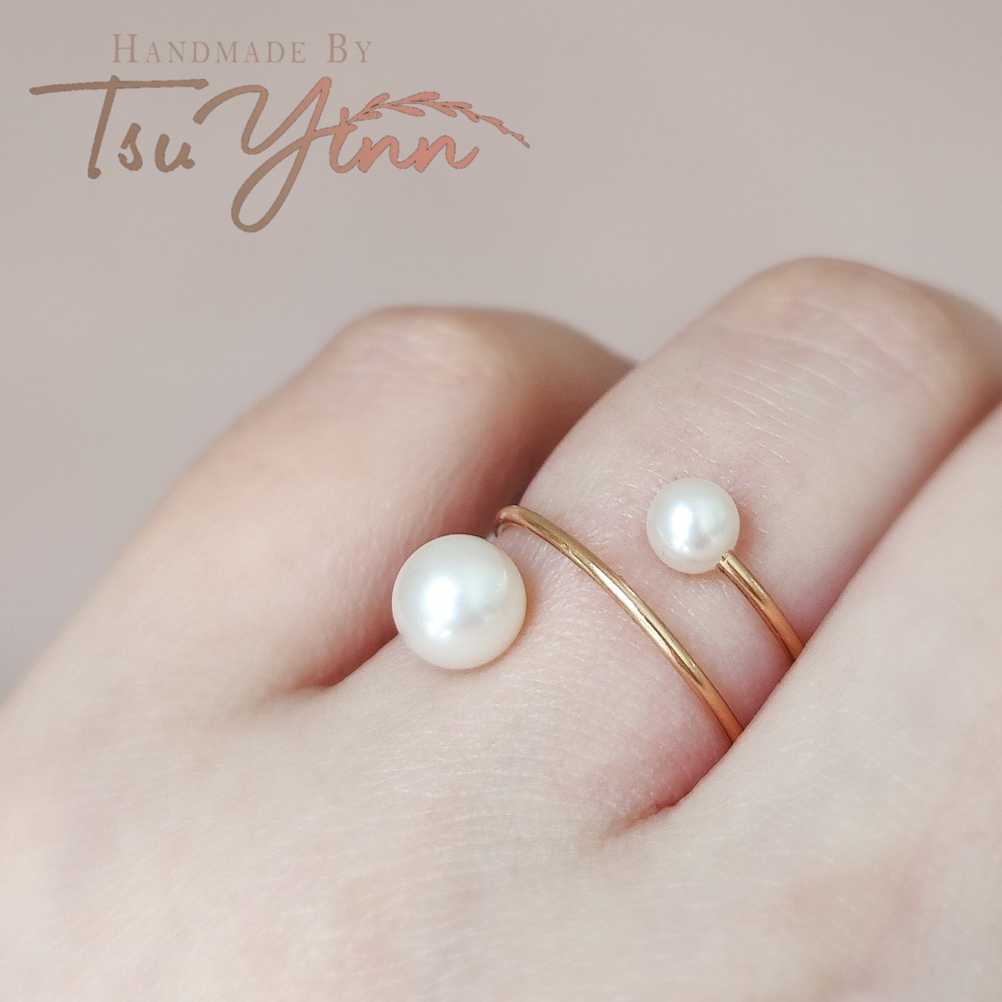 White Triple Freshwater Pearl Spiral Ring