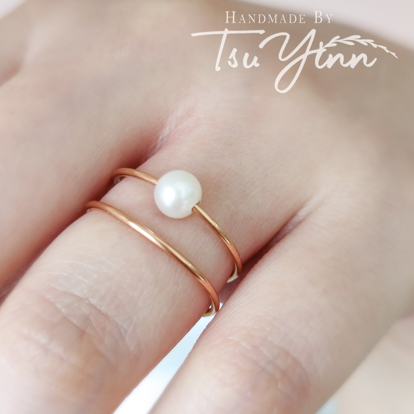 White Triple Freshwater Pearl Spiral Ring