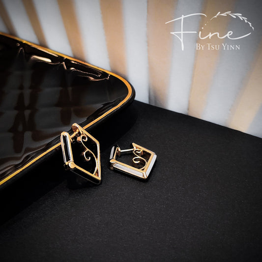 Black Onyx and Mother of Pearl Huggies