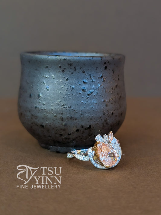 Pear Pink Lab Grown Diamond Ring