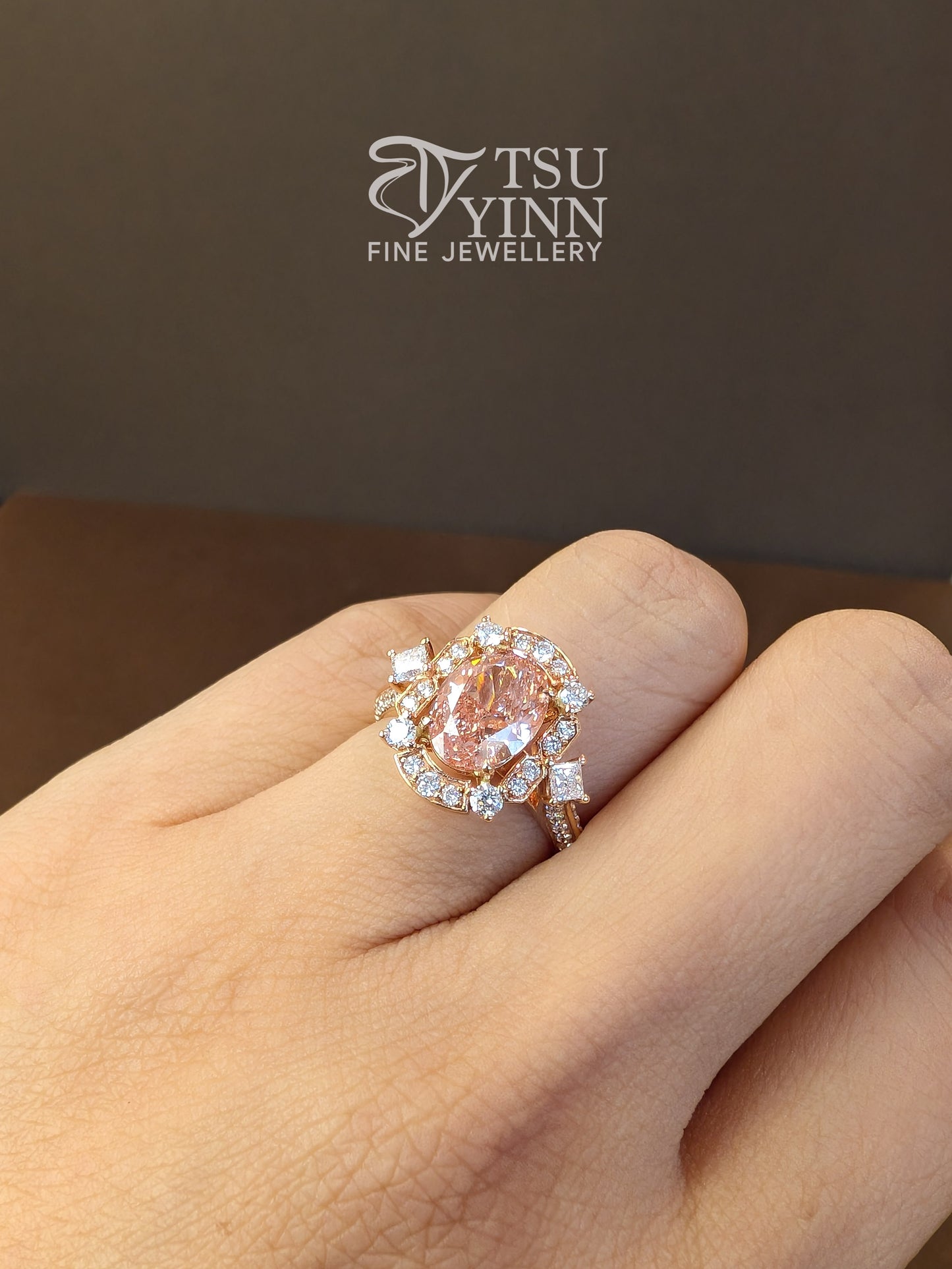 Kyra Ring with Lab Grown Pink and White Diamonds