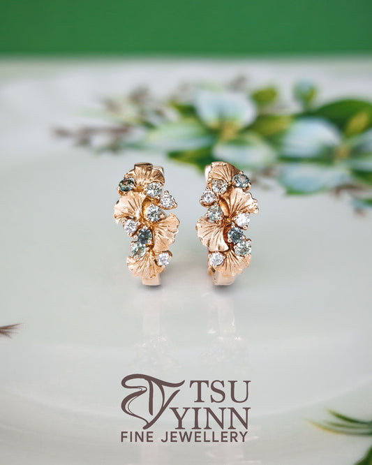Noriko Double Sided Huggies in Rose Gold