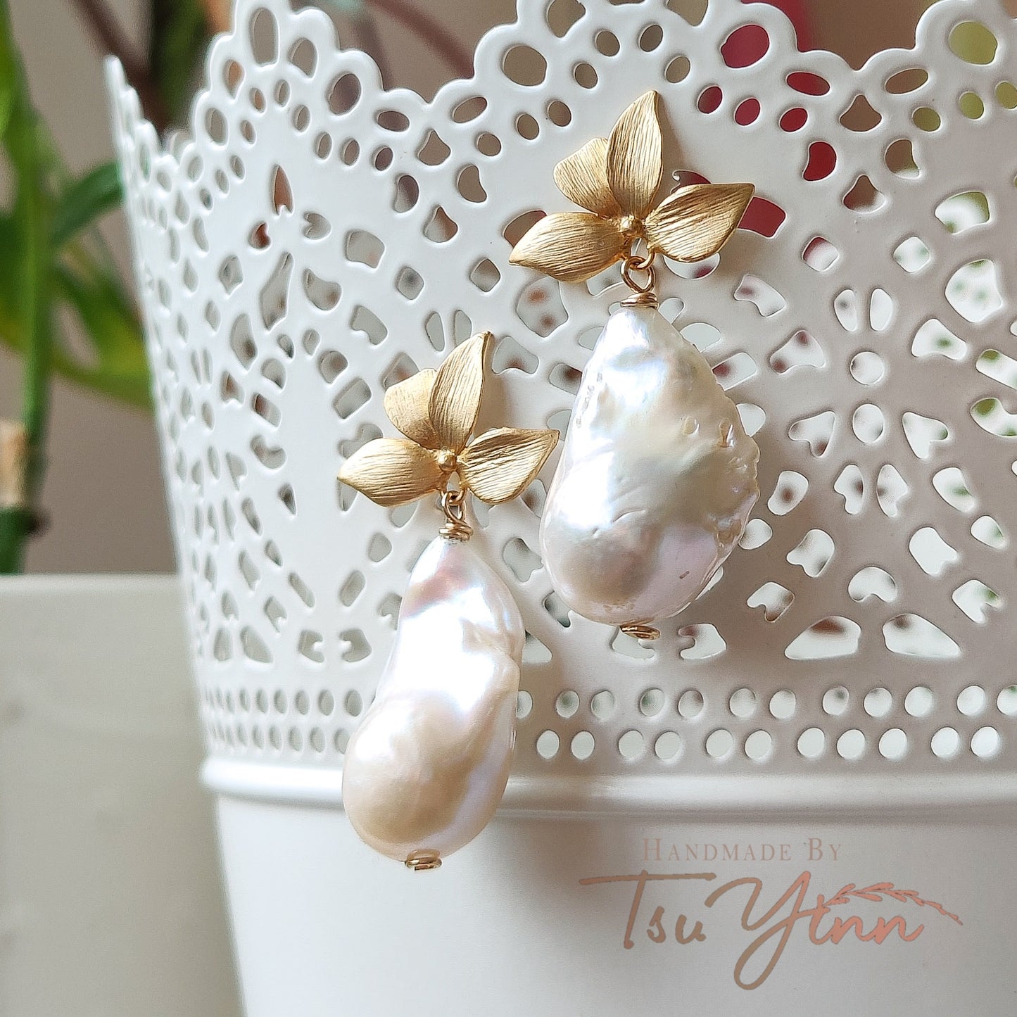 Joanne White Baroque Pearl Earrings