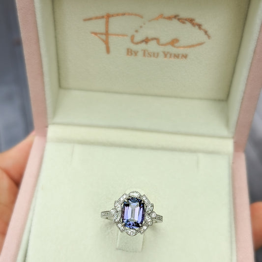 WG FBTY Camille Halo Unheated Tanzanite Ring