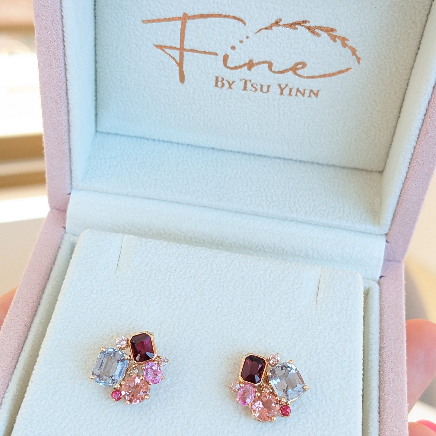 FBTY Cluster Earrings with Unheated Rubies