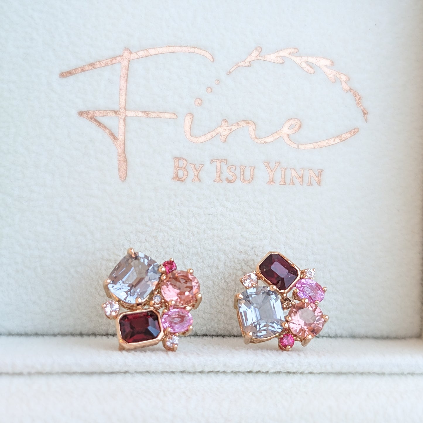 FBTY Cluster Earrings with Unheated Rubies